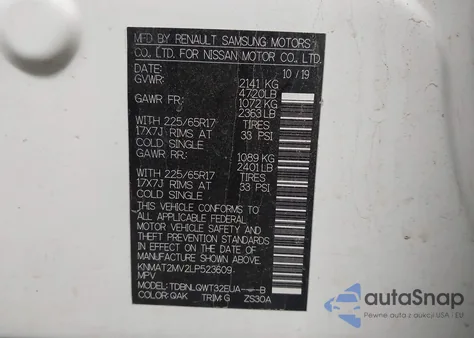 2020 Nissan Rogue Sv Intelligent Awd z USA, uszkodzony, nr VIN KNMAT2MV2LP523609